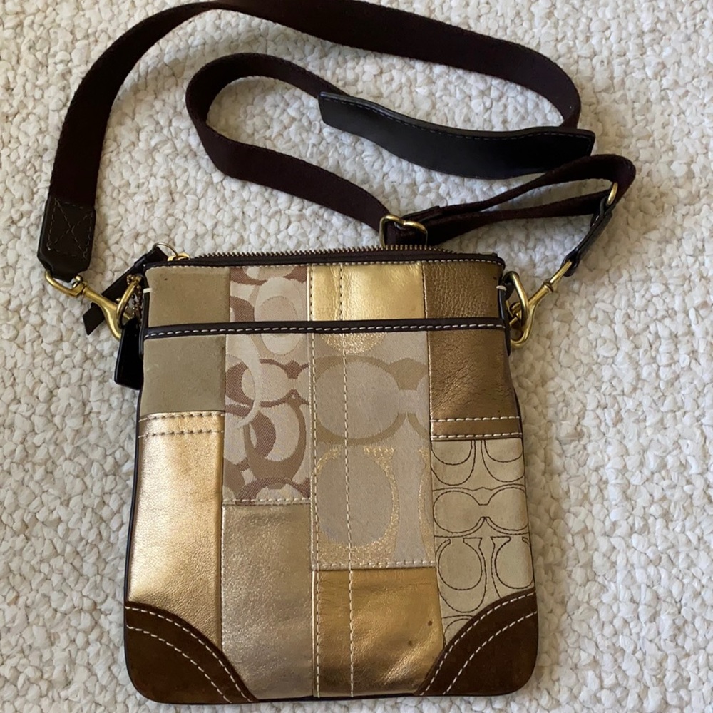 Vintage Coach Mixed Material Crossbody Mini Bag